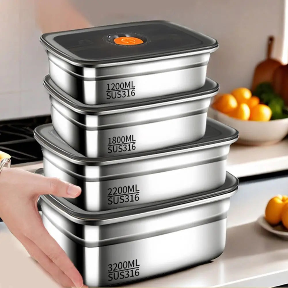 Stainless Steel Camping Lunch Box Sealed Leak-proof Bento Box Microwave Suitable Large Capacity Refrigerator Freezer Storage Box.