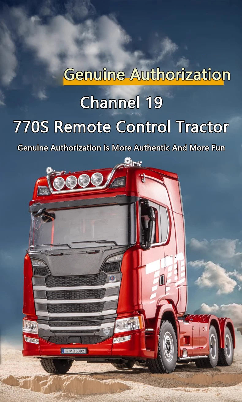 HUINA 1501 770S Alloy Tractor 19CH RC Truck 1/18 2.4G remote control Engineering Trailer Truck with Light and Sound Toys.