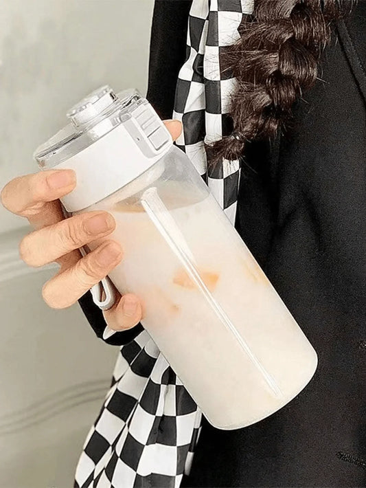 Portable Plastic Water Bottle Sports Fitness Large Capacity Transparent Cup with Tea Compartment Outdoor Anti-drop Water Bottle.