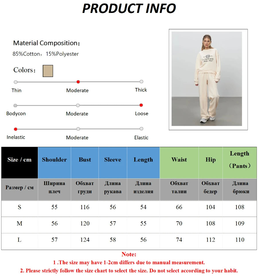 Bornladies Embroidered Hoodie Pants 2-piece Set Autumn New Casual Pants Women's O-neck Pullover Hoodie Suit.