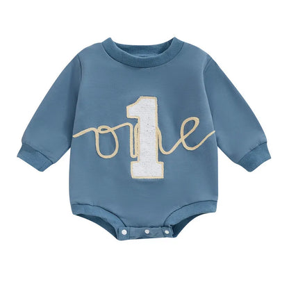 Ruewey 6 bis 18 Monate Baby ersten Geburtstag Bodysuit Frühling Herbst Kleidung Langarm Rundhals ausschnitt Buchstaben Overall Baby kleidung.