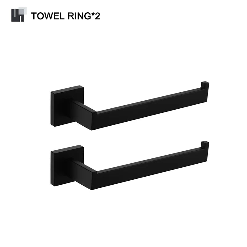 Schwarz Bad zubehör Edelstahl Set Wandre gal Handtuch halter Handtuch halter Taschentuch halter Kleider haken Toiletten bürste Anhänger