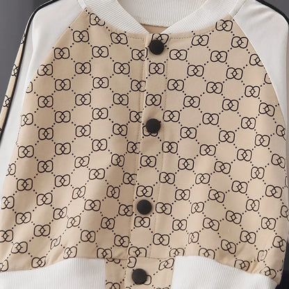 Autumn Spring New Children Fashion Full Printing Clothing Sets Baby Boys Handsome Zipper Jacket+Pants Toddler Tracksuit.