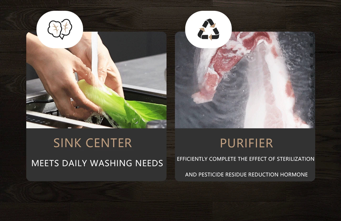 ASRAS high-quality 304 stainless steel multifunctional kitchen sink intelligent food purification large-sized sink nano gray