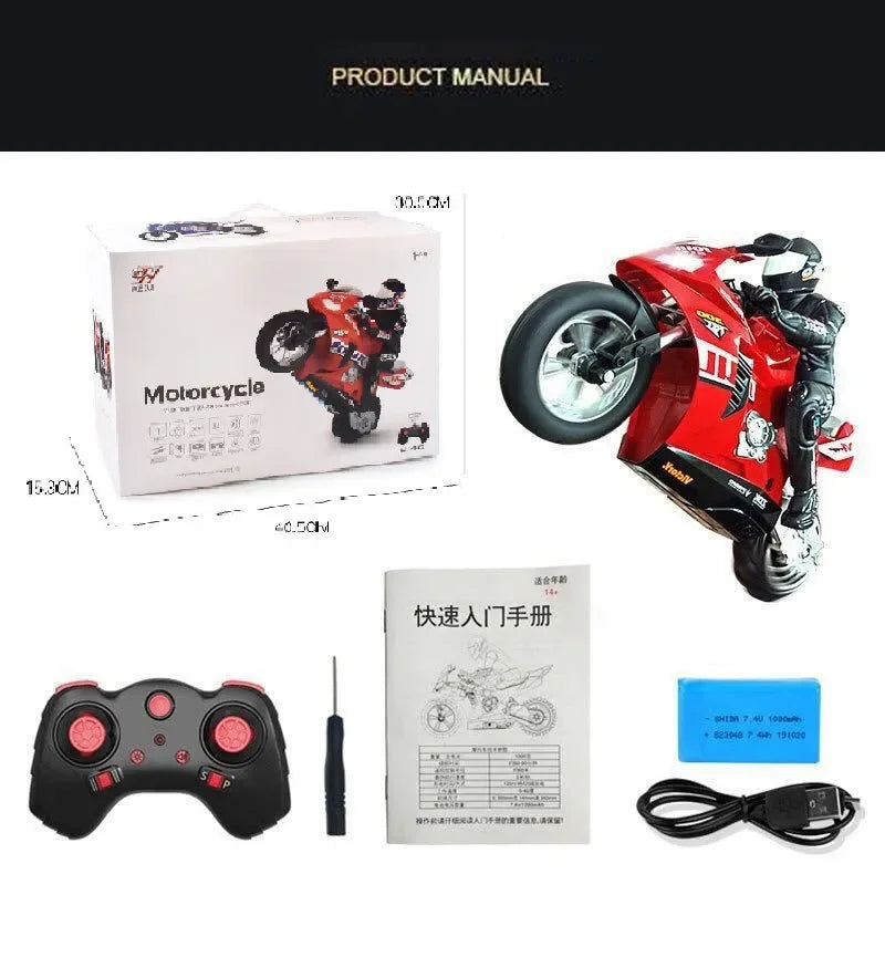 1/6 RC Motorcycle Rc Cars Self-stable Balance Standing on One Wheel Competitive Racing Drift Stunt Electric Motorcycle for Kids.