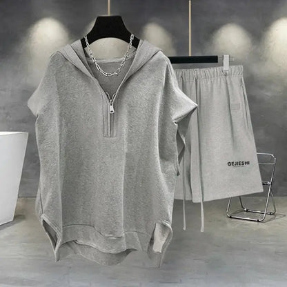 Korean Large Size Casual Sports Shorts Single Piece/suit Men Trend All-match Fashion Straight Leg Loose Half Pants Streetwear.