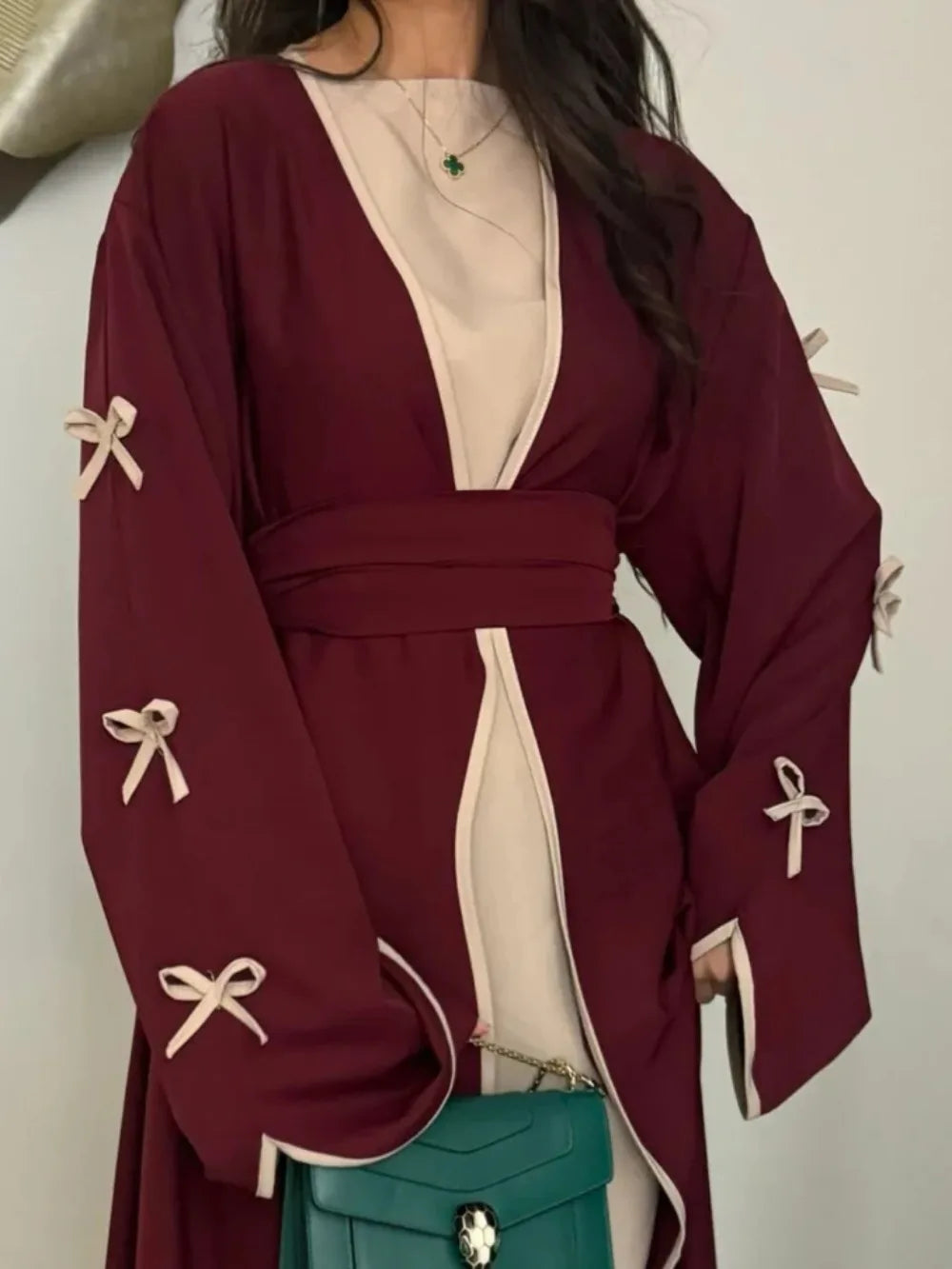 Eid Bow Abaya Women Cardigan Dress Muslim Party Caftan Robe Jalabiya Morocco Dubai Kaftan Islam Vestidos Largos Ramadan 2025.