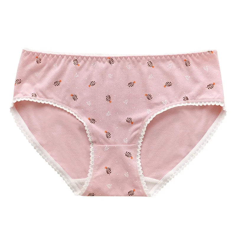 New Women Panties Antibacterial Cotton Lace Underwear Women's Floral Sweet Girls Briefs Mid-waist Shorts Female Lingerie M-XXL