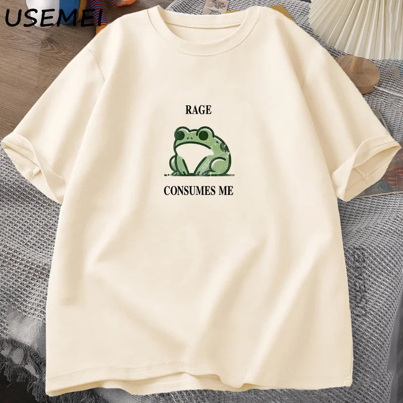 Rage Consumes Me Frog Vintage T Shirt Men Women Tee Nature Lover Silly Frog Retro T-Shirt Mens Clothing Cotton Short Sleeve Top.