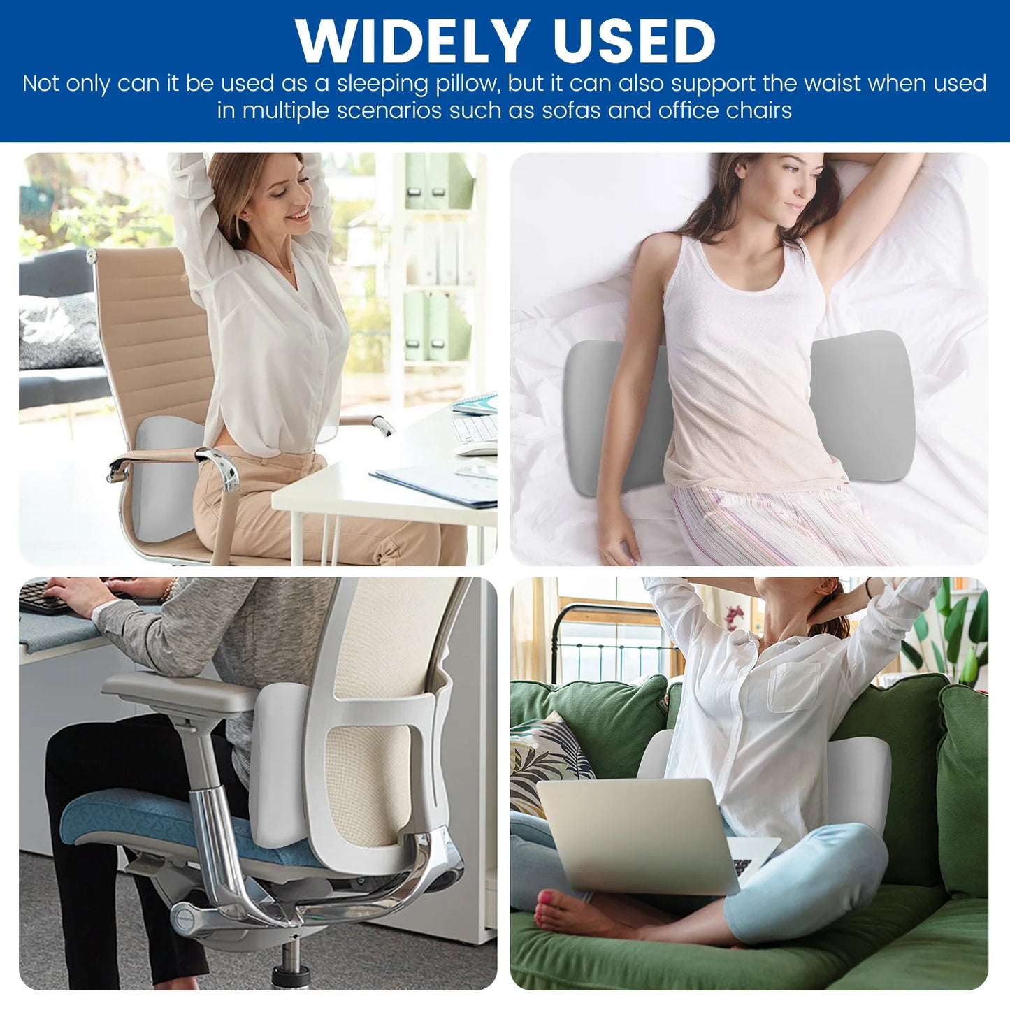 Lumbar Support Pillow for Sleeping Memory Foam Back Lumbar Pillow For Sleeping In Bed Waist Support Lower Back Pain Relief.