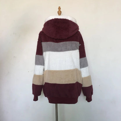 Übergroße Jacke für Frauen 2023 Neue Herbst Winter Warme Plüsch Tasche Mit Kapuze Streetwear Lose Dame Oberbekleidung Mantel Roupas Feminina.