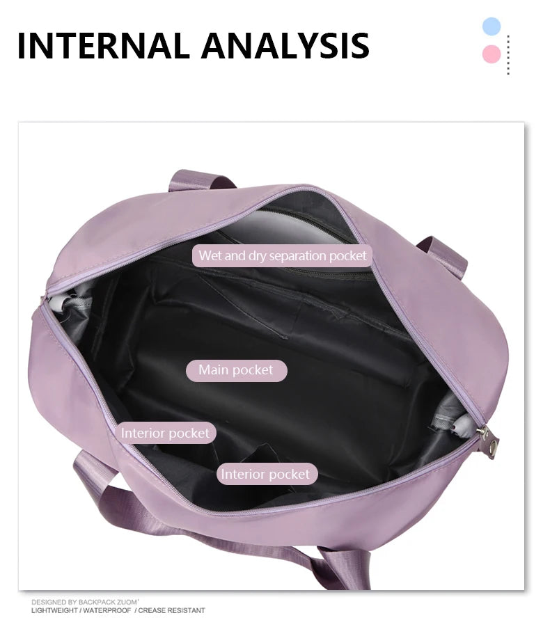 UNIXINU Carry On Travel Duffle Bag Nylon Waterproof Sports Gym Tote Bags for Women Large Capacity Storage Luggage Handbag.