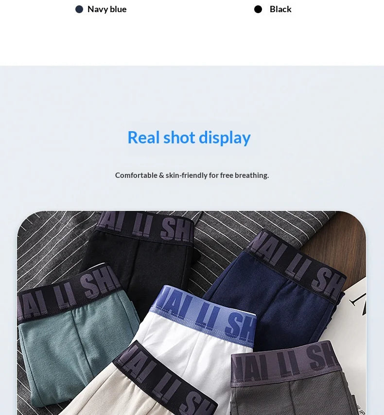 Neuankömmling Herrenunterwäsche, 100 % Baumwolle, antibakteriell, Herren-Boxershorts, atmungsaktiv, bequem, mittelhohe Slips, Herrenunterwäsche