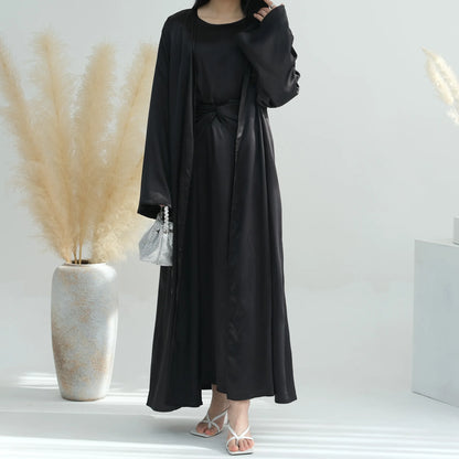 Middle Eastern 3-Piece Islamic Clothing Set for Women Ramadan Dubai Modest Abaya Muslim Hijab Dress 2025 Plain Turkey Kaftan.