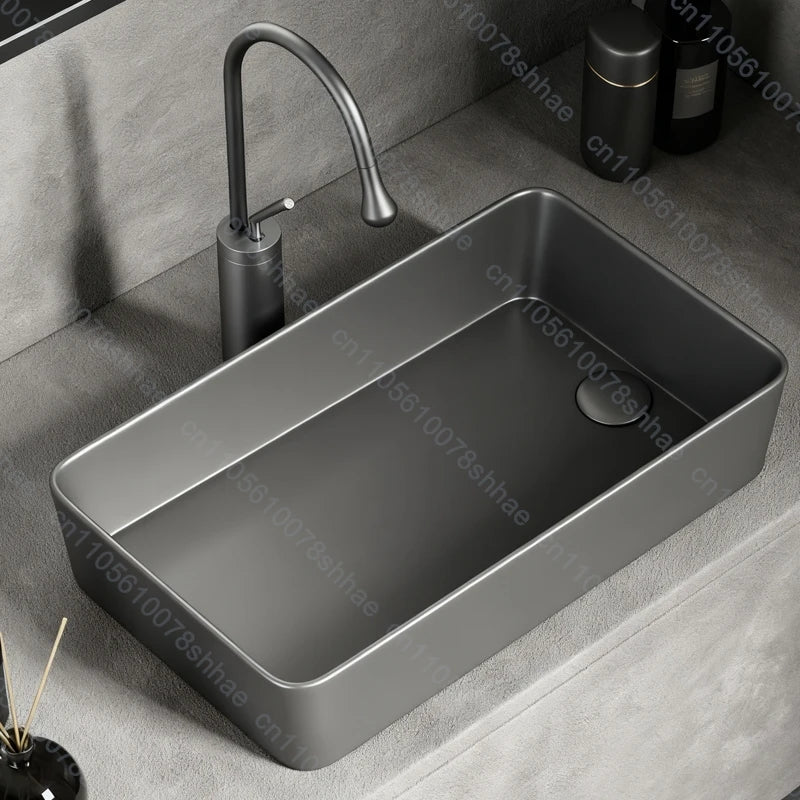 Luxuriöses Keramikgefäßwaschbecken, quadratisches Badezimmerwaschbecken, Arbeitsplatte, Kunstwaschbecken für Waschtischplatte, Keramik-Badezimmerwaschbecken für den Heimgebrauch