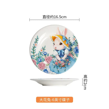 Creative Pumpkin Rabbit Pattern Tableware Garden Style Ceramic Plate Home Cute Dinner Plate Salad Bowl Kitchen Accessories