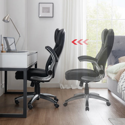 WOLTU Ergonomischer Büro-Computerstuhl mit hoher Rückenlehne, höhenverstellbarem, gepolstertem Sitz, Chefsessel aus Kunstleder