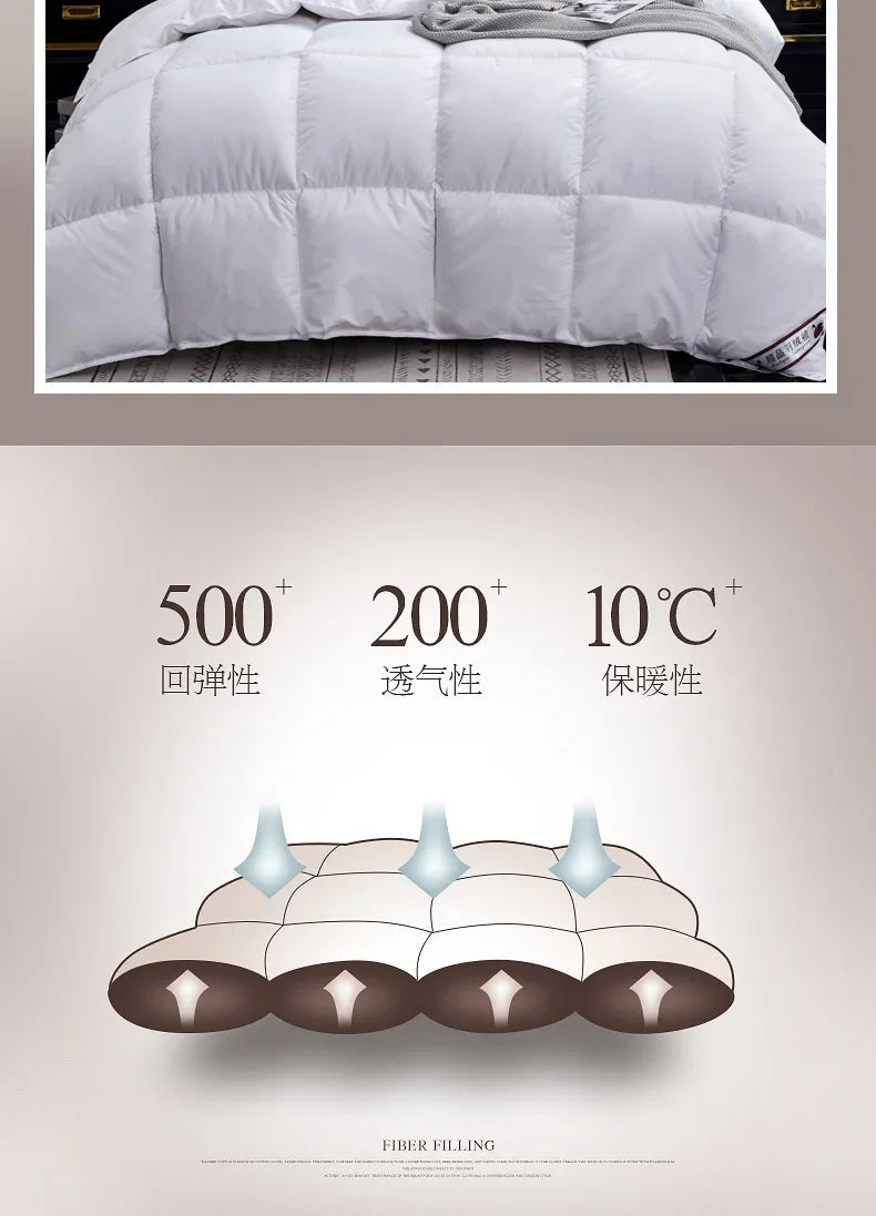Winter Quilted Quilts Blanket 95% White Goose Down Soft Goose Down Warm Winter Duvet 거위털 이불 구스이불 거위Size King Twin Cover.