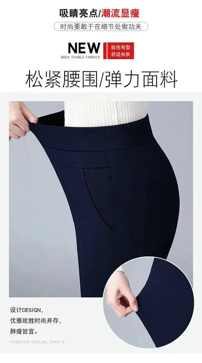 Büro Dame Feste Big Size 6XL Alle-spiel Bleistift Hosen Frühling Herbst Mode Frauen Elastische Hohe Taille Taschen Gerade hosen.