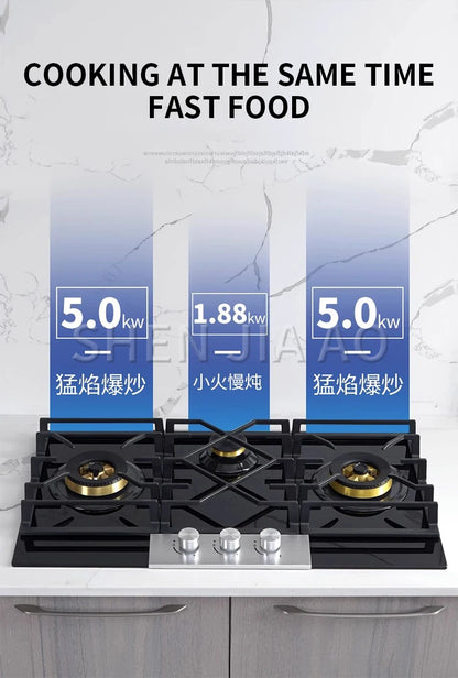 JYZ/T-733-PCB Gas Stove Three Eyes Stove Household Desk Embedded Dual-use Double Stove Natural Gas Liquefied Gas Stove.