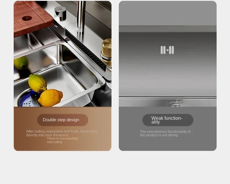 304 Stainless Steel Sink Waterfall Large Single Slot Kitchen Sink Vegetable Sink Stainless Steel Sink Household Sink