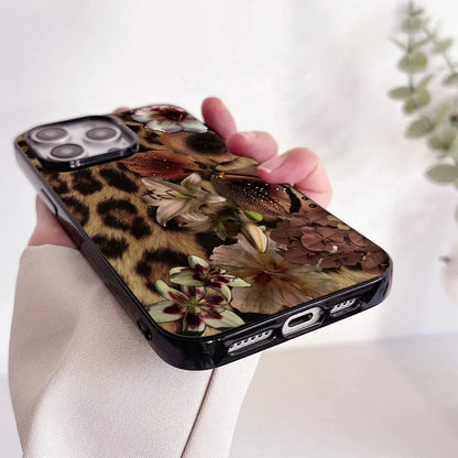 Leopard Print Elegant Lily Flower Pattern Phone Case For iPhone 16 14 13 12 11 15 Pro Max SE 2020 XR XS MAX 7 8 Plus Soft Cover.
