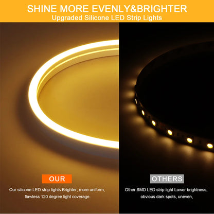 DC24V 10M/5M Silicone Tube Neon LED Strip Light With 2 Wireless Moveable PIR Motion Sensor Switches For Bedroom Corridor Stairs.