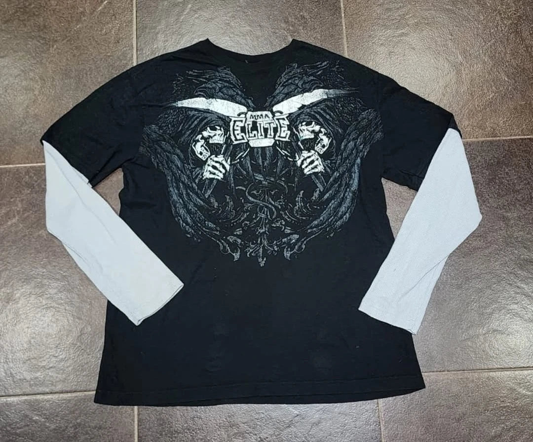 Y2K Oversized Long Sleeve Tapout T-Shirt Hip Hop Gothic Streetwear Unisex Couple Tee Summer Casual Fashion Round Neck Loose Fit