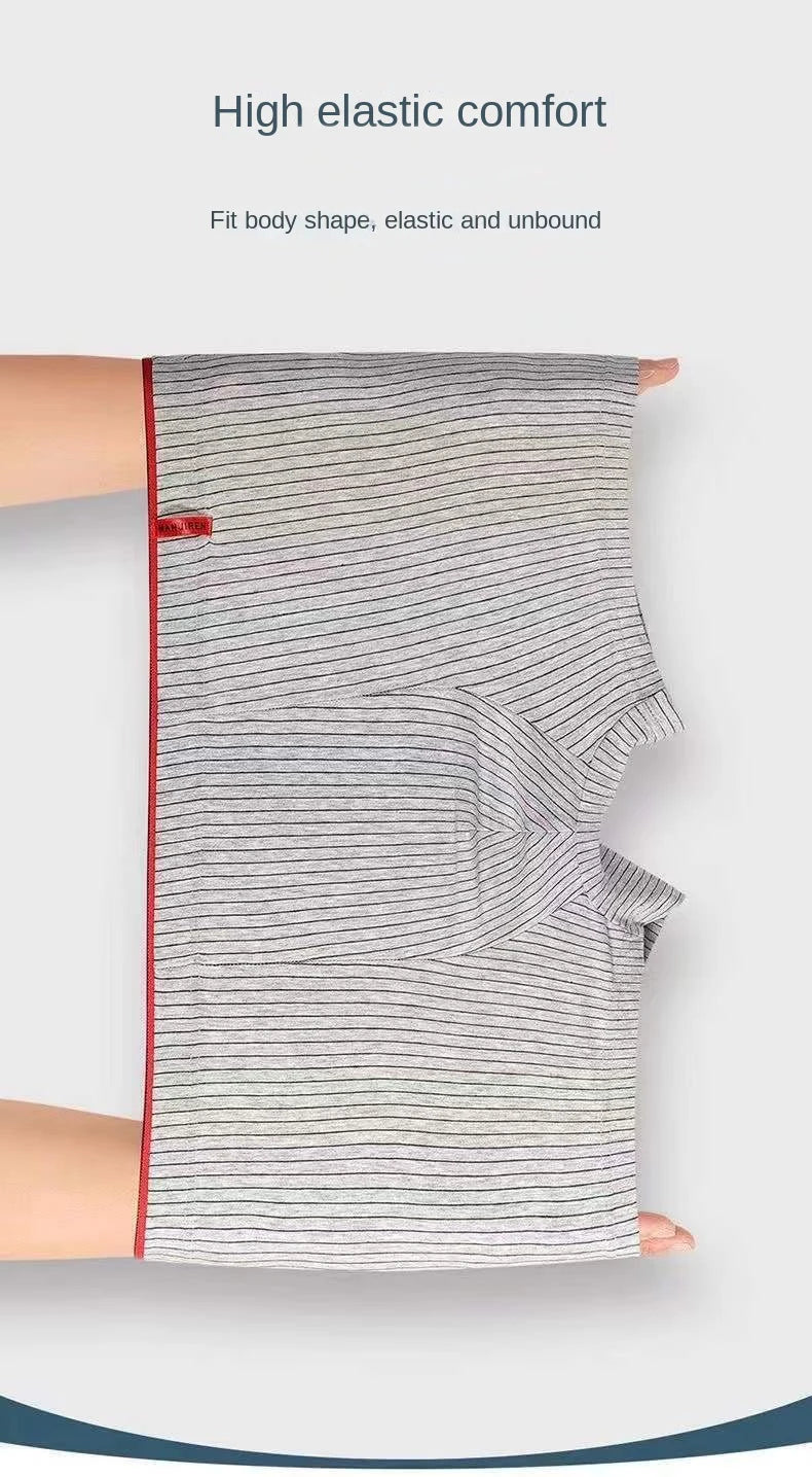 4Pcs Boxer Shorts männer Unterwäsche Sexy Höschen Baumwolle Boxer Gestreiften Unterhose Männlichen Shorts U Konvexen Dessous Plus Größe 2XL-6XL