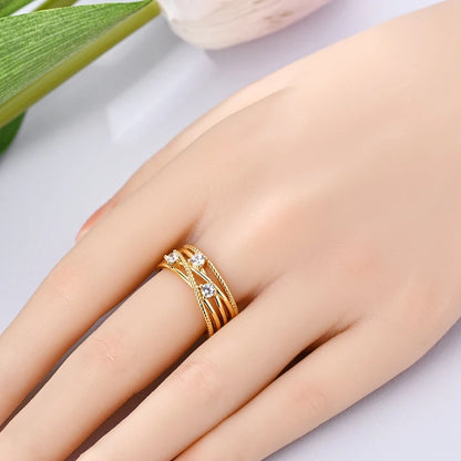 925 Sterling Silver Rings Gold Color Sparking Popular LOVE Wedding Ring Certified Women Engagement Jewelry Anniversary Gifts.