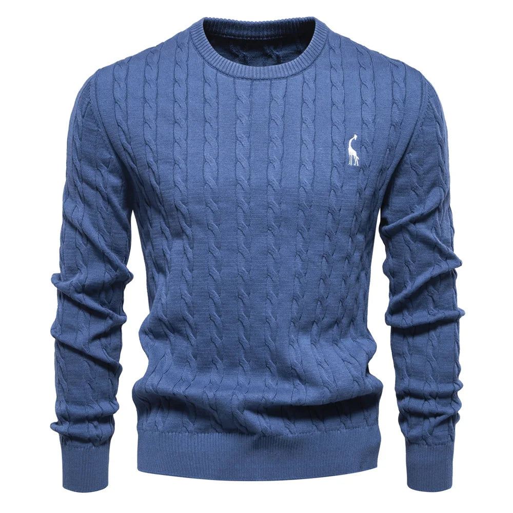 2024 High-quality Men's Sweater Pullover New Deer Embroidery Solid Color Knitted Sweater Men's Knit Sweaters  Men Clothing.