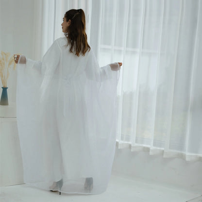 Eid 2 Piece Muslim Woman Set Diamonds Butterfly Abaya with Matching Inner Dress Dubai Luxury Kebaya Caftan Marocain Islam Outfit