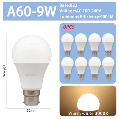 8PCS Led-lampe E27 B22 E14 220V GU10 Spot Licht 9W LED Glühlampe Retro Edison Vintage lampe AC 220V 110V Glas Lampen für Zuhause
