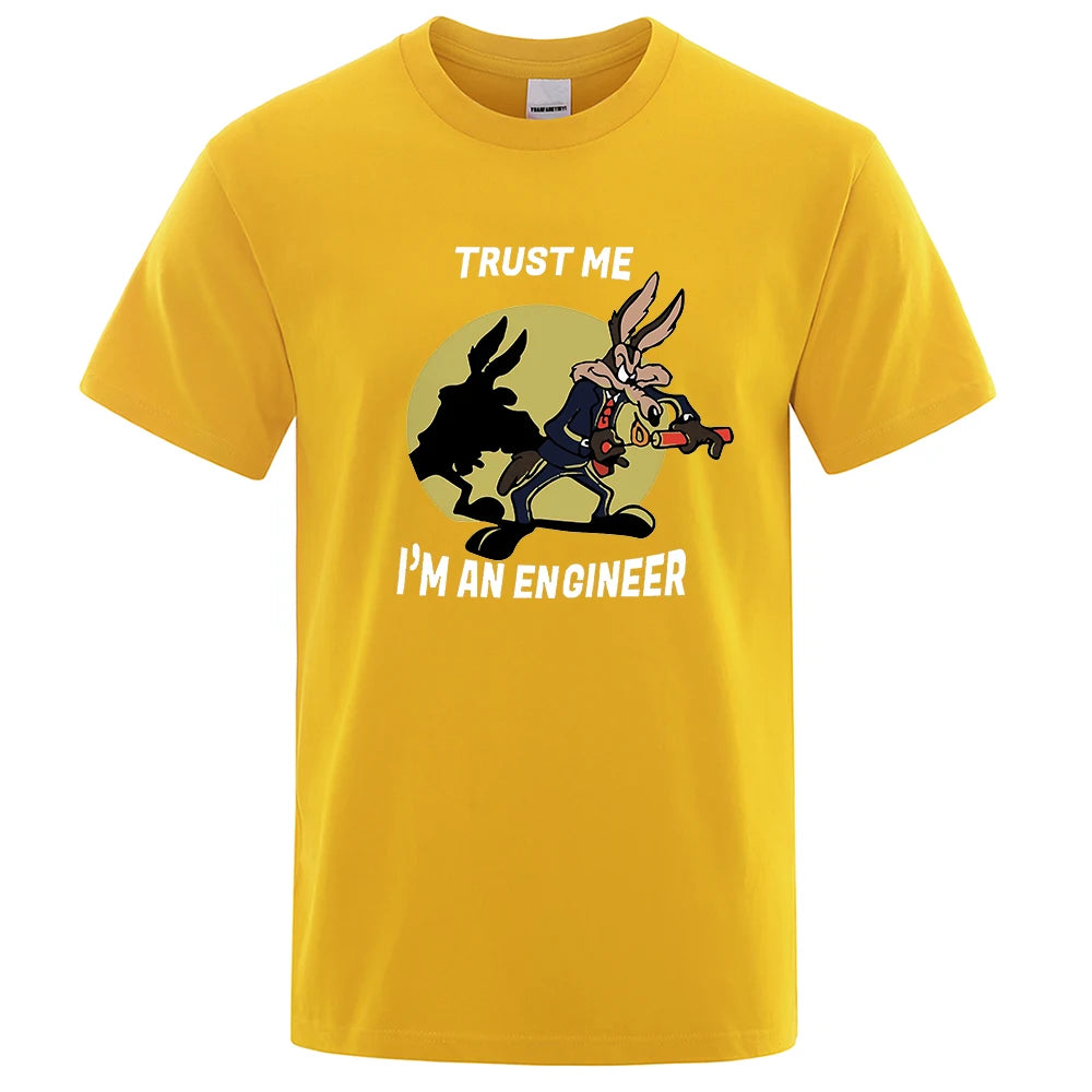 Trust Me Im An Engineer T Shirt For Men Pure Cotton Vintage T-Shirt Round Neck Engineering Tees Classic Man Clothes Oversized.