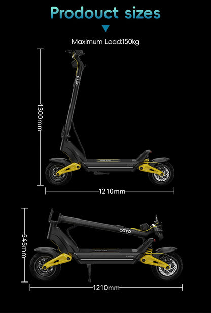 OOTD S10 Off-road Escooter 1400W Motor 48V20Ah Battery Adult E-Scooter 10-inch Tire City Commuting Electric Scooter.