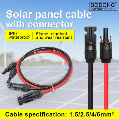 Solar Panel Cable Extension Copper Wire 4mm² 6mm² 2.5mm² 1.5mm² 12 10 14 16AWG 1 Pair PV Solar Cable Connectors Set Solar Wire.
