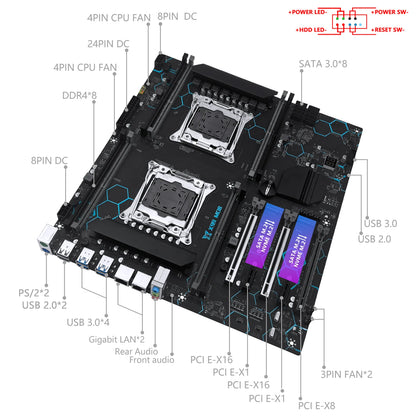 MACHINIST X99 MD8 Dual CPU Motherboard Kit Set Optional lntel Xeon E5 2680 V4 LGA2011-3 DDR4 32GB RAM C612 chip Server Computer.