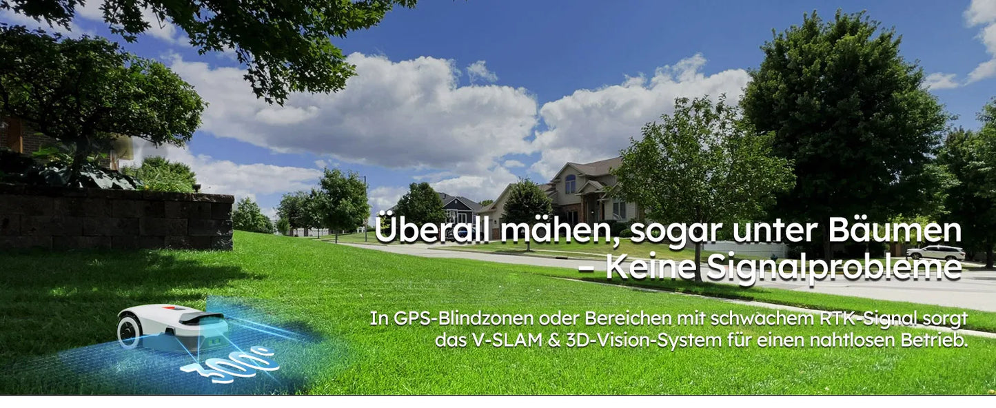 ANTHBOT Genie 600 AI kabelloser Roboter-Rasenmäher, max. 900 m2, Vollfrequenzband RTK + 4-kamera-Vision-Rasenmäherroboter