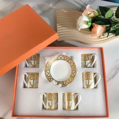 12Pcs gift box set Striped Dot Ceramic Espresso Coffee Cup Tea Milk Drinking Cups with Handle Mug for Office Novelty Gift.