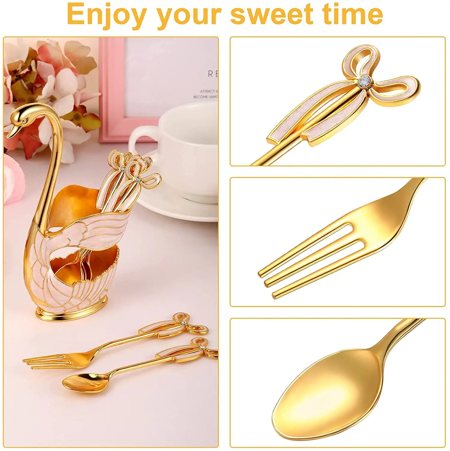 Swan-Shaped Cutlery Holder, Elegant Spoon and Fork Base, Luxury Tableware Storage, Stylish Kitchen Decor and Organizer for Home.