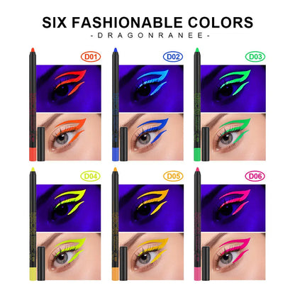 Fluorescence Blue Eyeliner Gel Waterproof Luminous UV Light Neon Eyeliner Pen Yellow Green Pink Color Eye Shadow Cream Make Up.