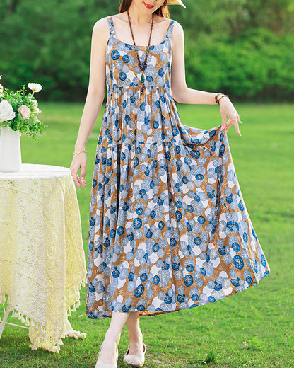 Neue Mode Lässig 2025, Sommer Elegante Kleider Für Frauen Oansatz Druck Vintage Ärmelloses Kleid Lose Frauen Kleidung
