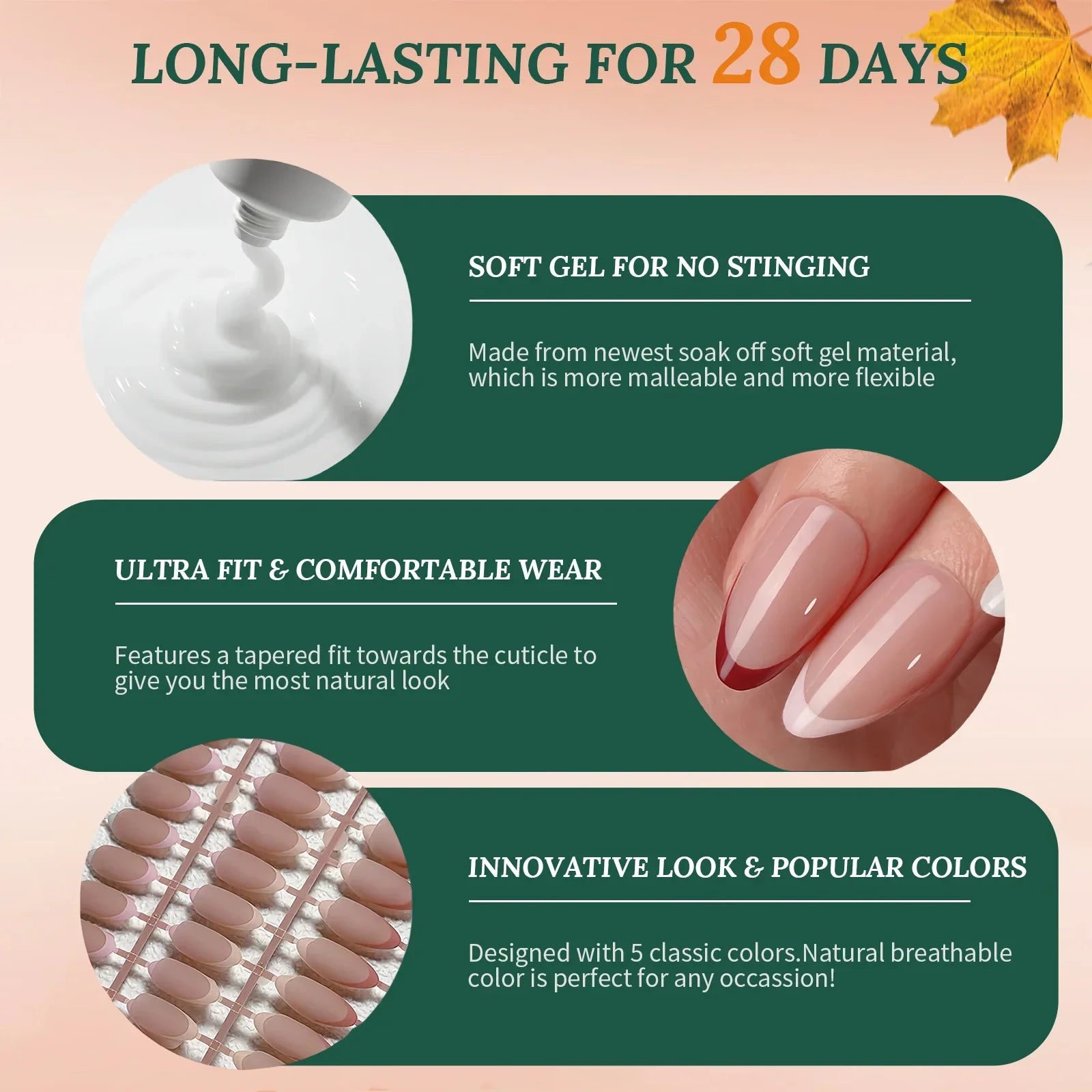 Nailpop 150Pcs French Gel Nail Tips Medium Almond Pre-Colored Press on Nails Skin Tones Soft Gel Nails False Nail Extensions.