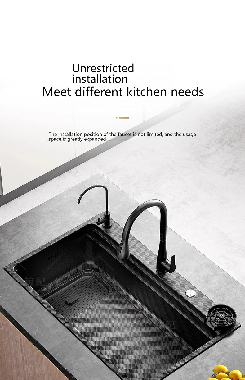 Stainless Steel Kitchen Sink Gray Household Large Single Slot Wash Vegetables and Dish Basin Multifunctional Dish Basin Sink