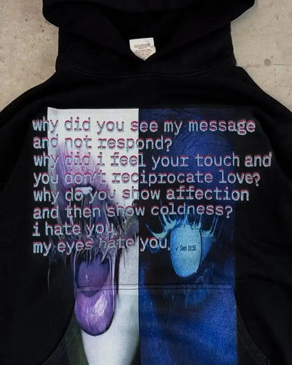 Y2k Hip-Hop Fashion Letter Printing Hoodie Women Casual Streetwear Sweatshirt Top Gothic Oversized Hoodie Men's Clothing