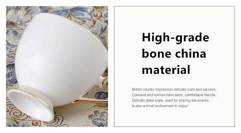 China Coffee Set White Gold Porcelain Tea Advanced Pot Cup Ceramic Mug Sugar Bowl Creamer Teapot Milk Jug Teaset.