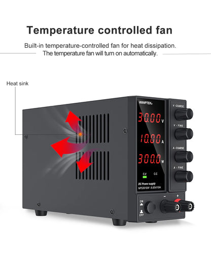Wanptek Adjustable DC Power Supply 30V 10A LED Lab Bench Power Source Stabilized Switch Power Supply Voltage Regulator 60V 5A