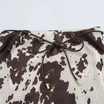 MUJER Print Satin Long Skirts for Women High Waist Midi Skirt Woman Spring Belt Women's Skirt Cylinder Vintage Women Skirt Sets.