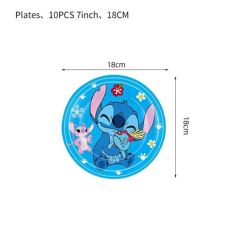 Disney Stich Geburtstag Dekorationen Einweg Geschirr Teller Serviette Stroh Tischdecke Folie Ballon Party Liefert Kinder Geschenke.
