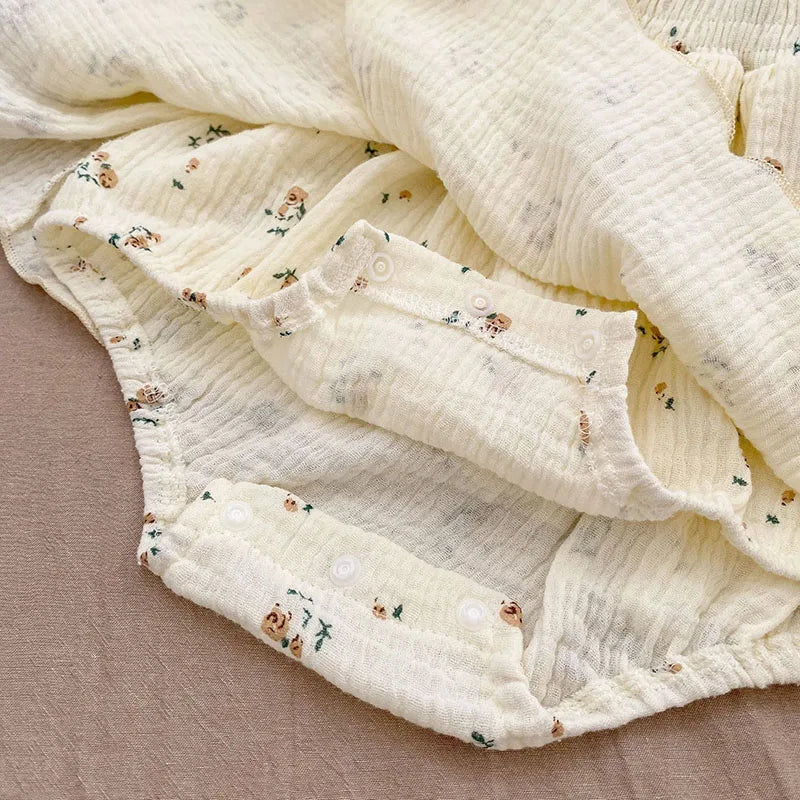 MILANCEL Baby-Bodys, Blumenmuster, Mädchen, einteilig, Säuglingskleidung, Leinen, atmungsaktive Kleidung.